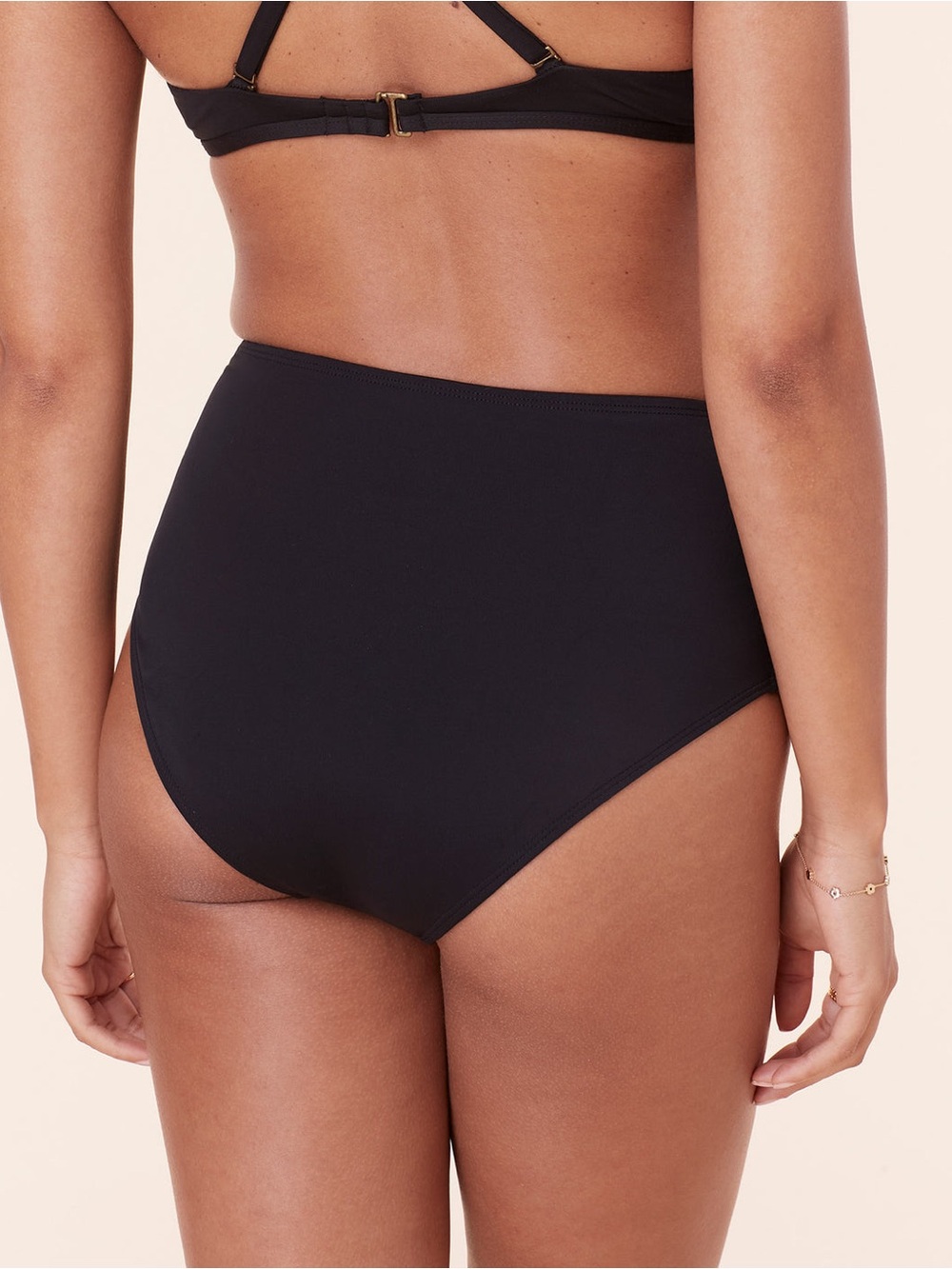 Andie High-Waist Bikini Bottoms in Black - Picture 2 of 7